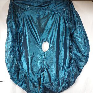 Gorgeous Teal Blue Large Peacock Sequin Slightly Stuffed Christmas Tree Skirt